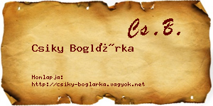 Csiky Boglárka névjegykártya